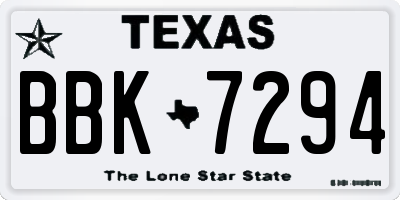 TX license plate BBK7294