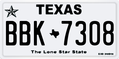TX license plate BBK7308