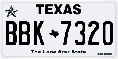 TX license plate BBK7320