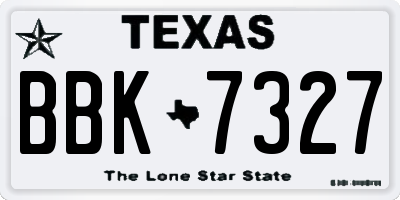 TX license plate BBK7327