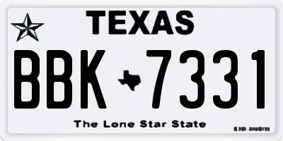 TX license plate BBK7331