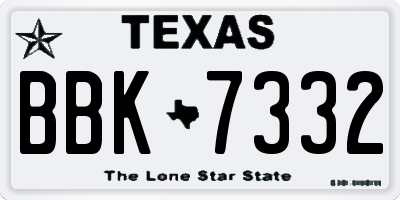 TX license plate BBK7332