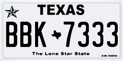 TX license plate BBK7333