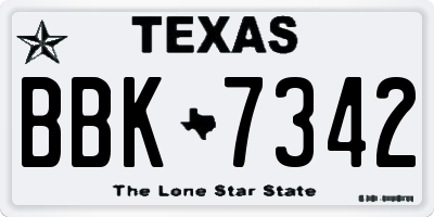 TX license plate BBK7342