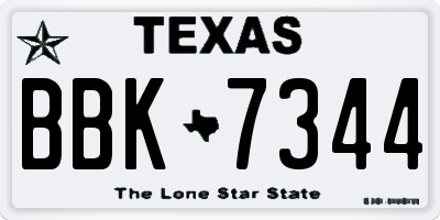 TX license plate BBK7344