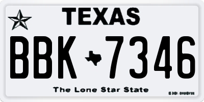 TX license plate BBK7346