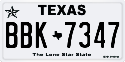 TX license plate BBK7347
