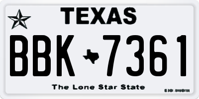 TX license plate BBK7361