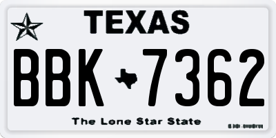TX license plate BBK7362