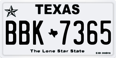 TX license plate BBK7365