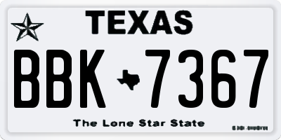 TX license plate BBK7367
