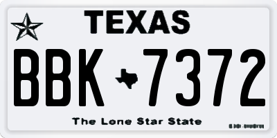 TX license plate BBK7372