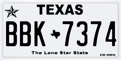 TX license plate BBK7374