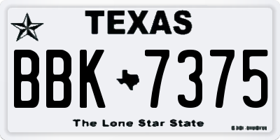 TX license plate BBK7375