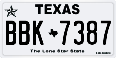 TX license plate BBK7387