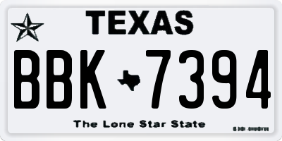 TX license plate BBK7394