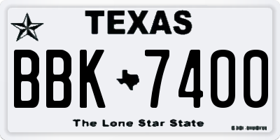 TX license plate BBK7400