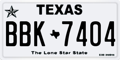 TX license plate BBK7404
