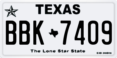 TX license plate BBK7409
