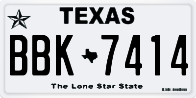TX license plate BBK7414