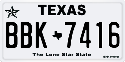 TX license plate BBK7416