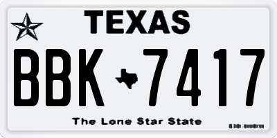 TX license plate BBK7417