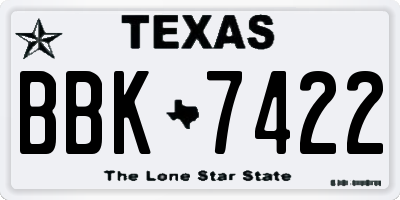 TX license plate BBK7422