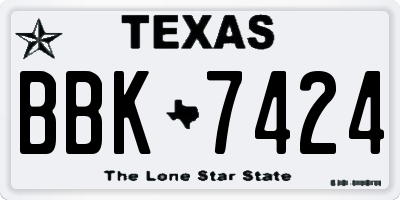 TX license plate BBK7424