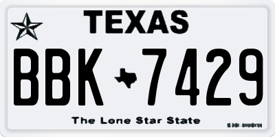 TX license plate BBK7429