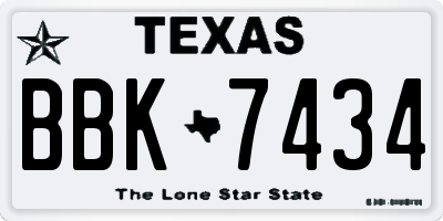 TX license plate BBK7434