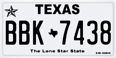 TX license plate BBK7438