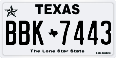 TX license plate BBK7443