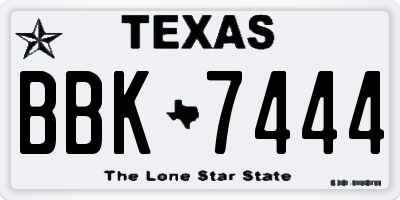 TX license plate BBK7444