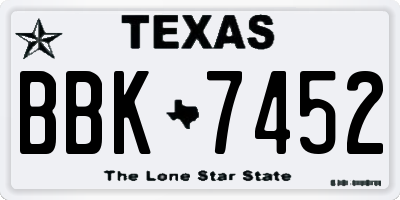 TX license plate BBK7452