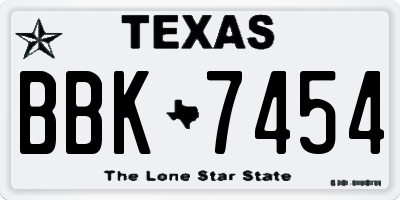 TX license plate BBK7454