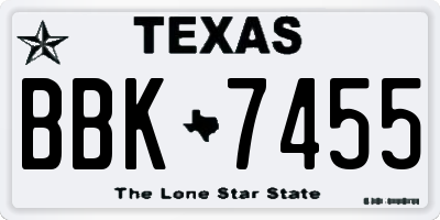 TX license plate BBK7455