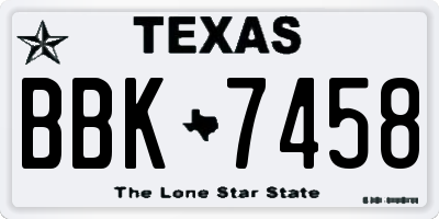 TX license plate BBK7458