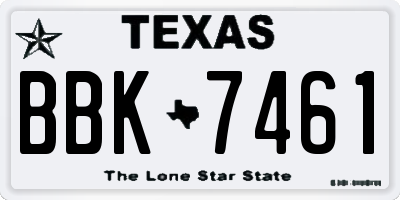 TX license plate BBK7461