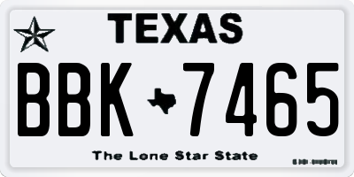 TX license plate BBK7465