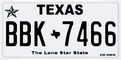 TX license plate BBK7466