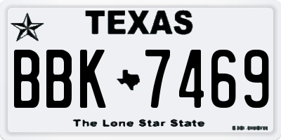 TX license plate BBK7469