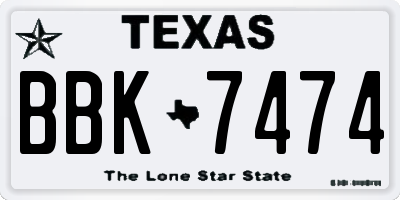 TX license plate BBK7474