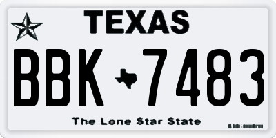 TX license plate BBK7483