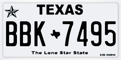 TX license plate BBK7495