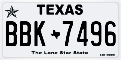 TX license plate BBK7496