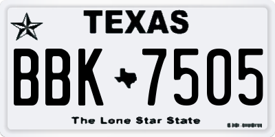 TX license plate BBK7505