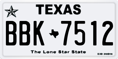 TX license plate BBK7512