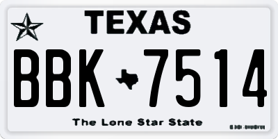 TX license plate BBK7514