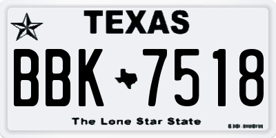 TX license plate BBK7518