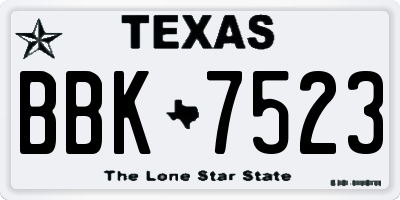 TX license plate BBK7523